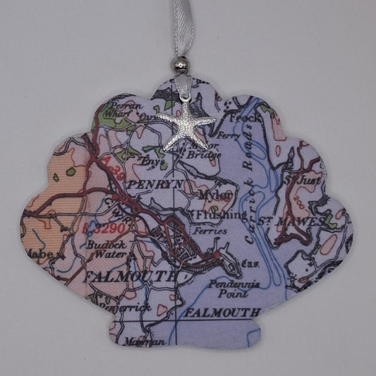 Handcrafted Vintage Map shell seashell Decoration ornament