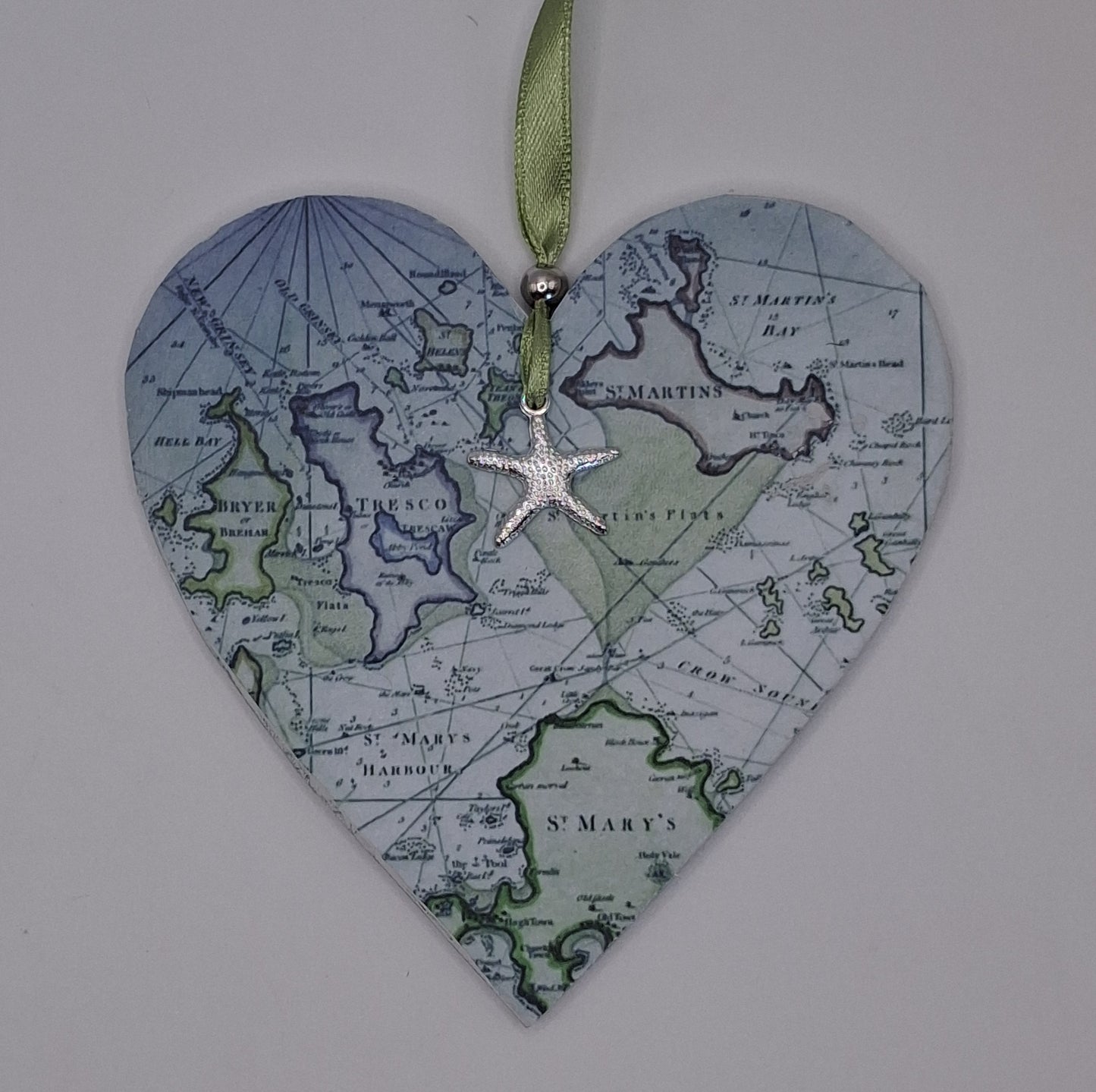 Isles of Scilly Vintage Mariners map heart