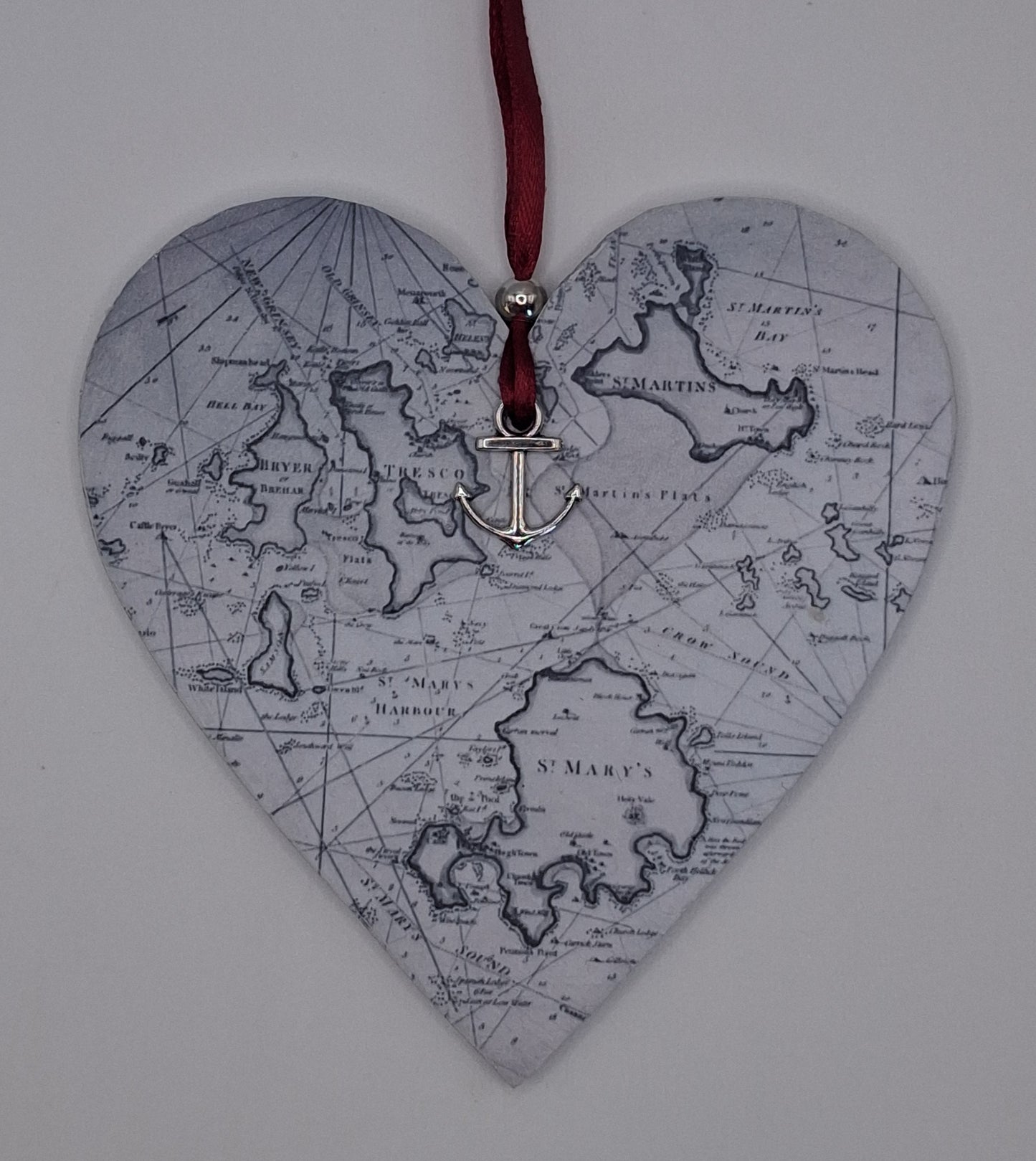 Isles of Scilly Vintage Mariners map heart