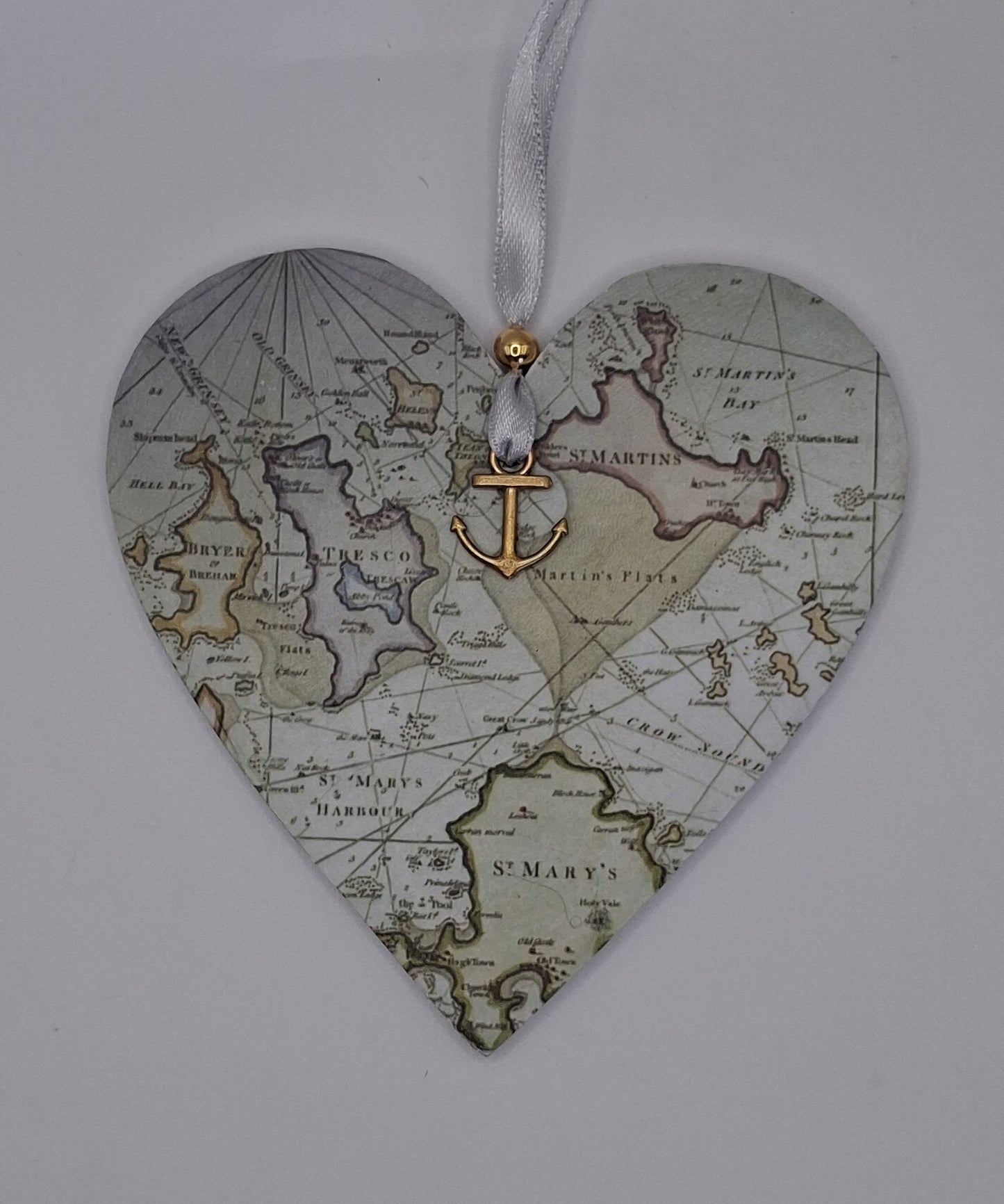 Isles of Scilly Vintage Mariners map heart