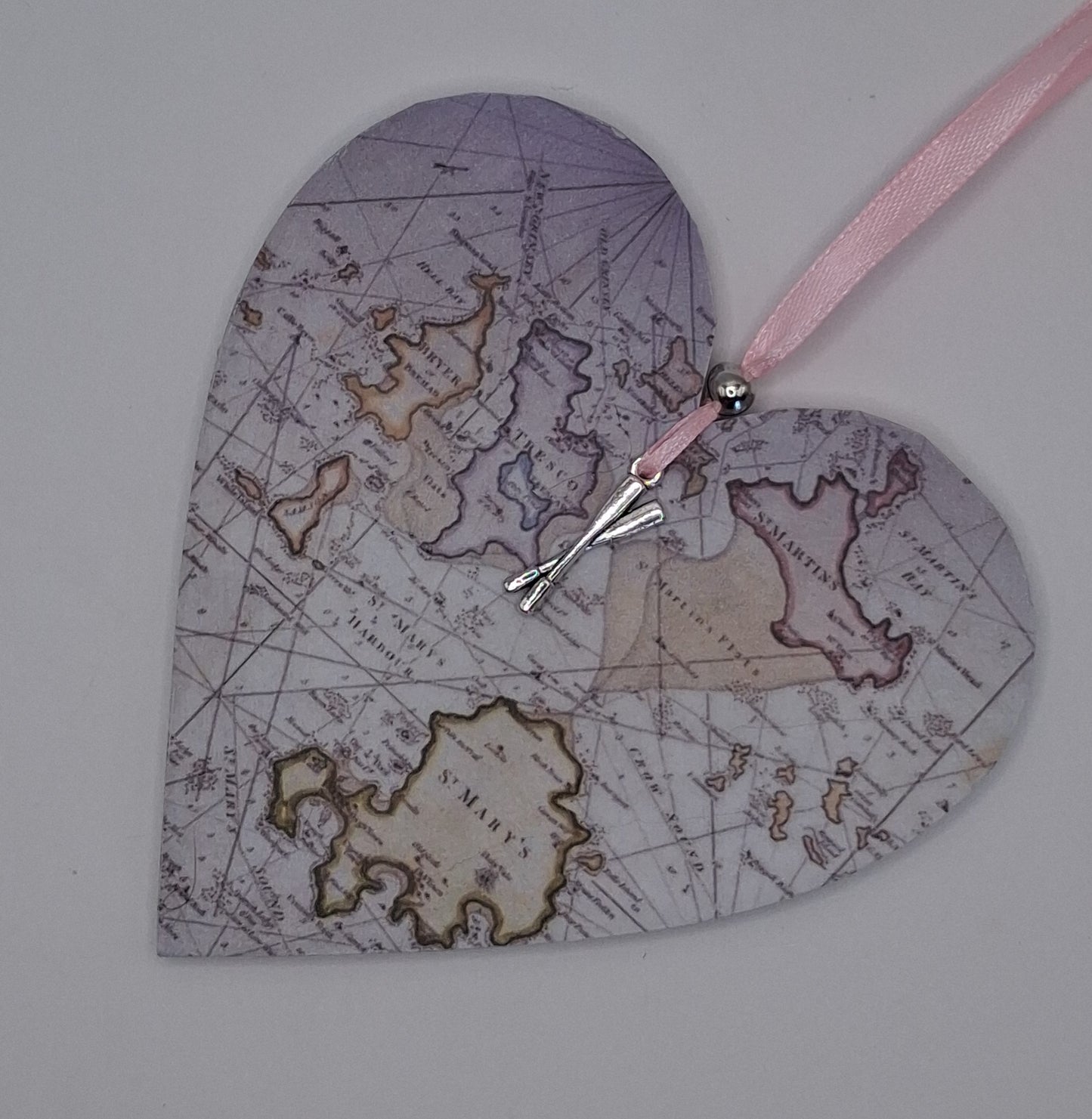 Isles of Scilly Vintage Mariners map heart