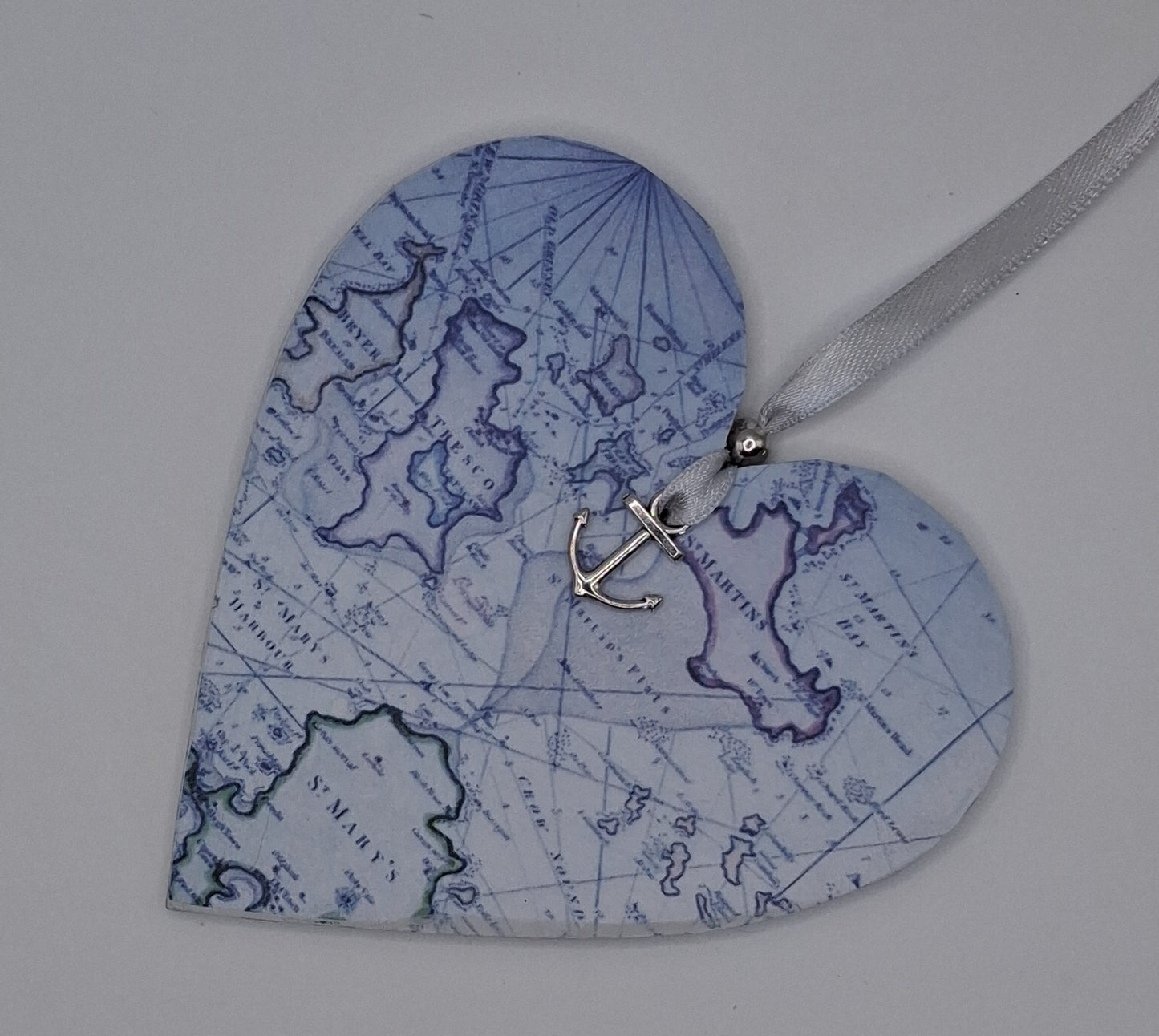 Isles of Scilly Vintage Mariners map heart