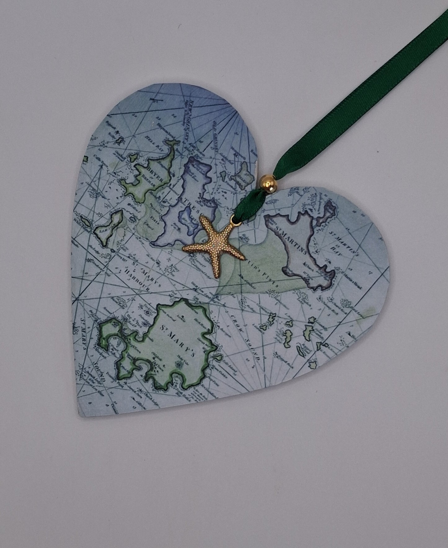 Isles of Scilly Vintage Mariners map heart