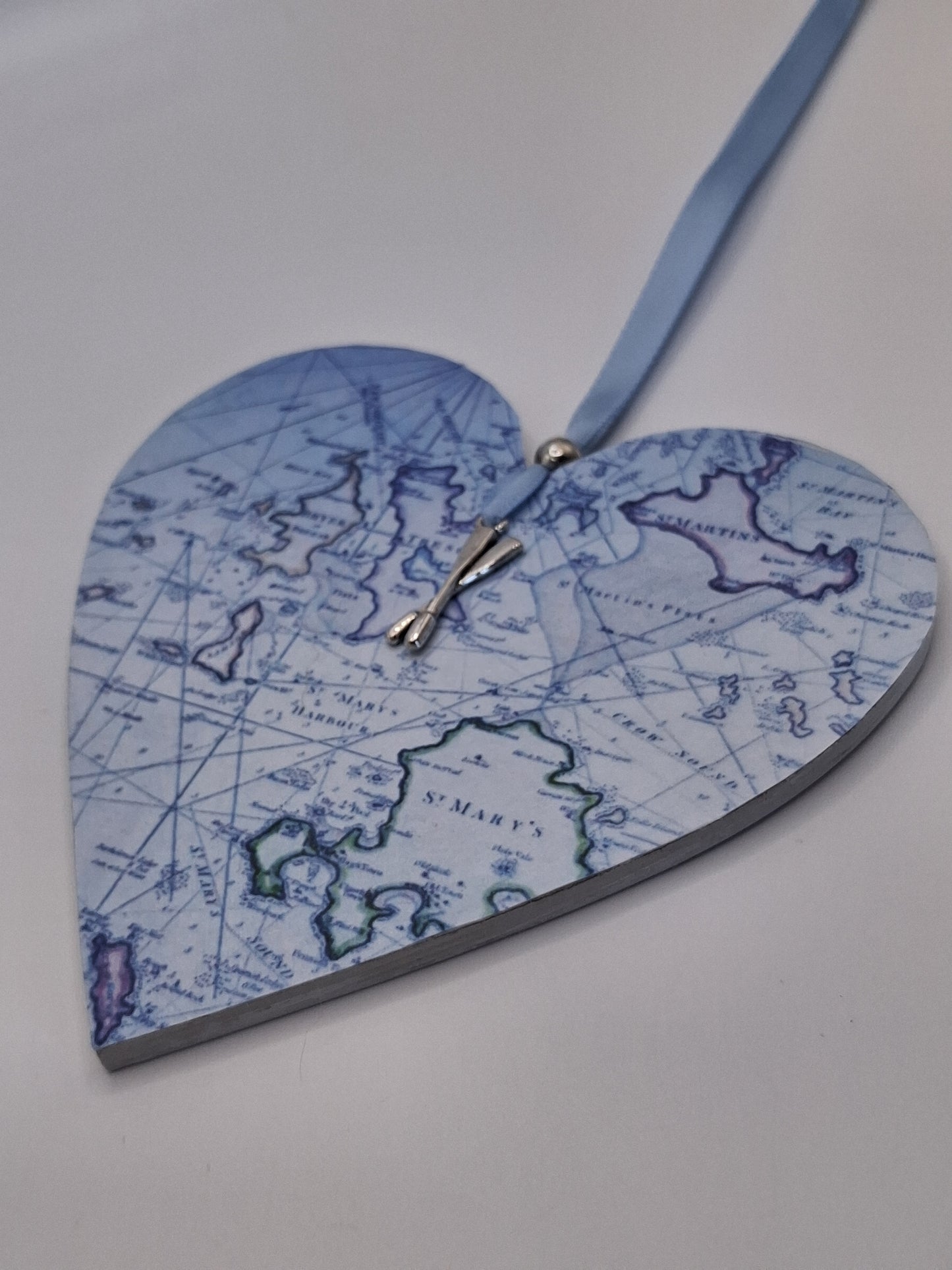 Isles of Scilly Vintage Mariners map heart