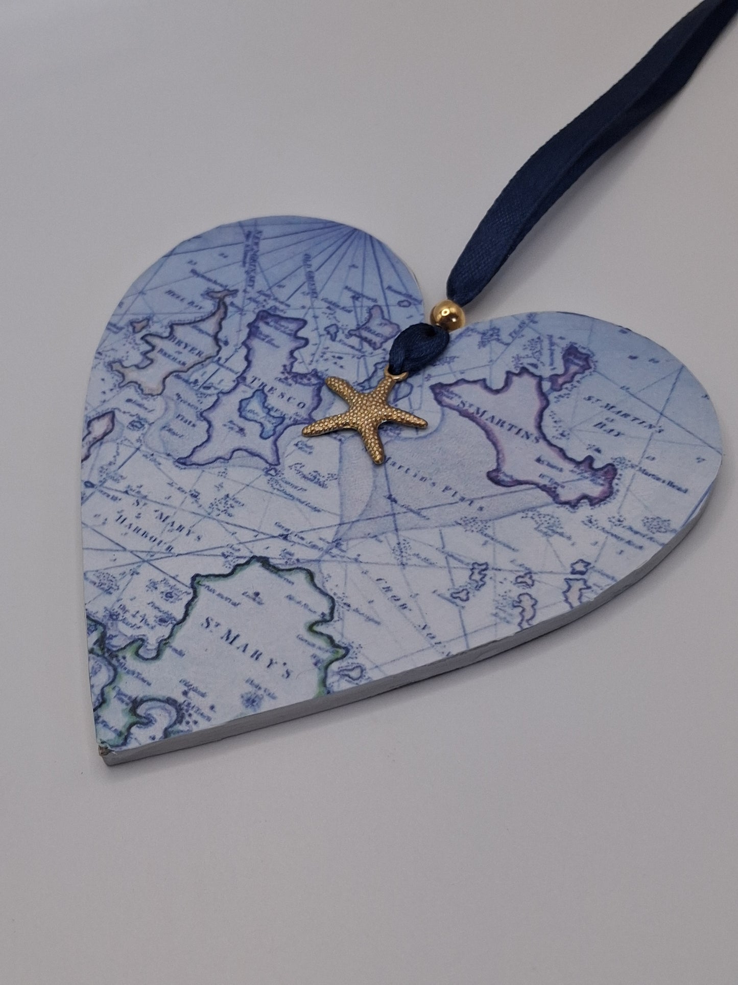 Isles of Scilly Vintage Mariners map heart