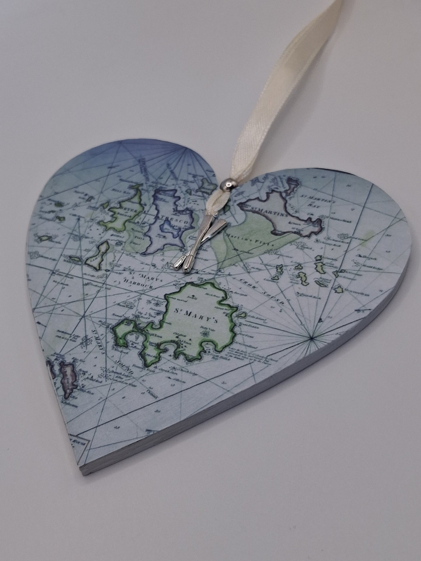 Isles of Scilly Vintage Mariners map heart