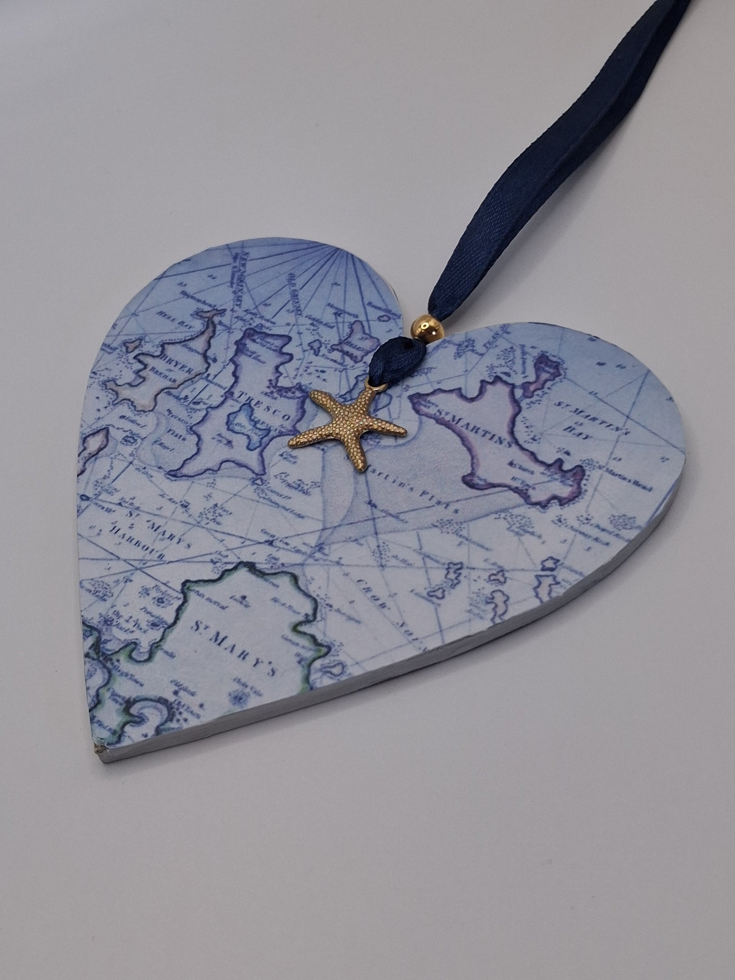 Isles of Scilly Vintage Mariners map heart