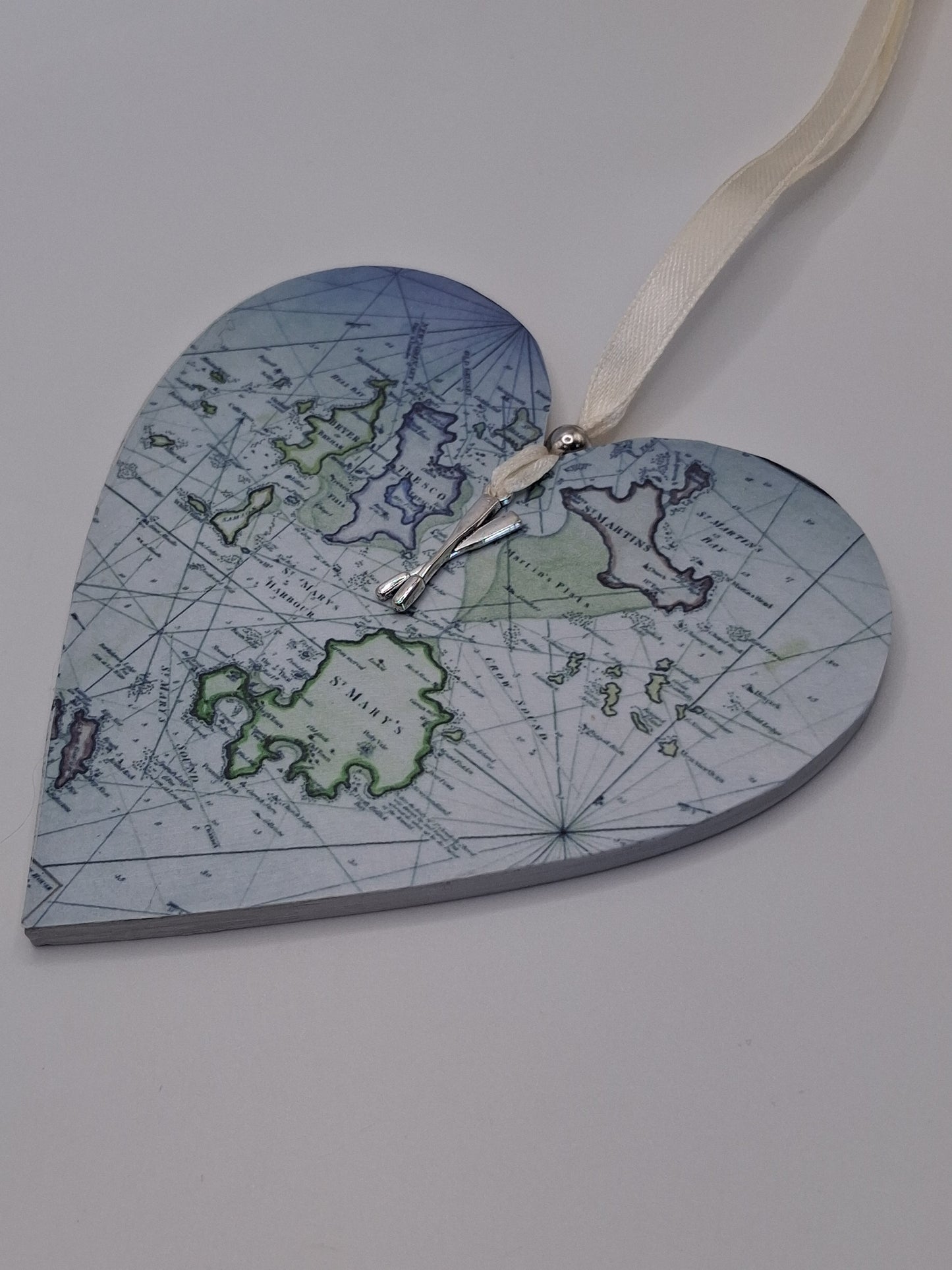 Isles of Scilly Vintage Mariners map heart