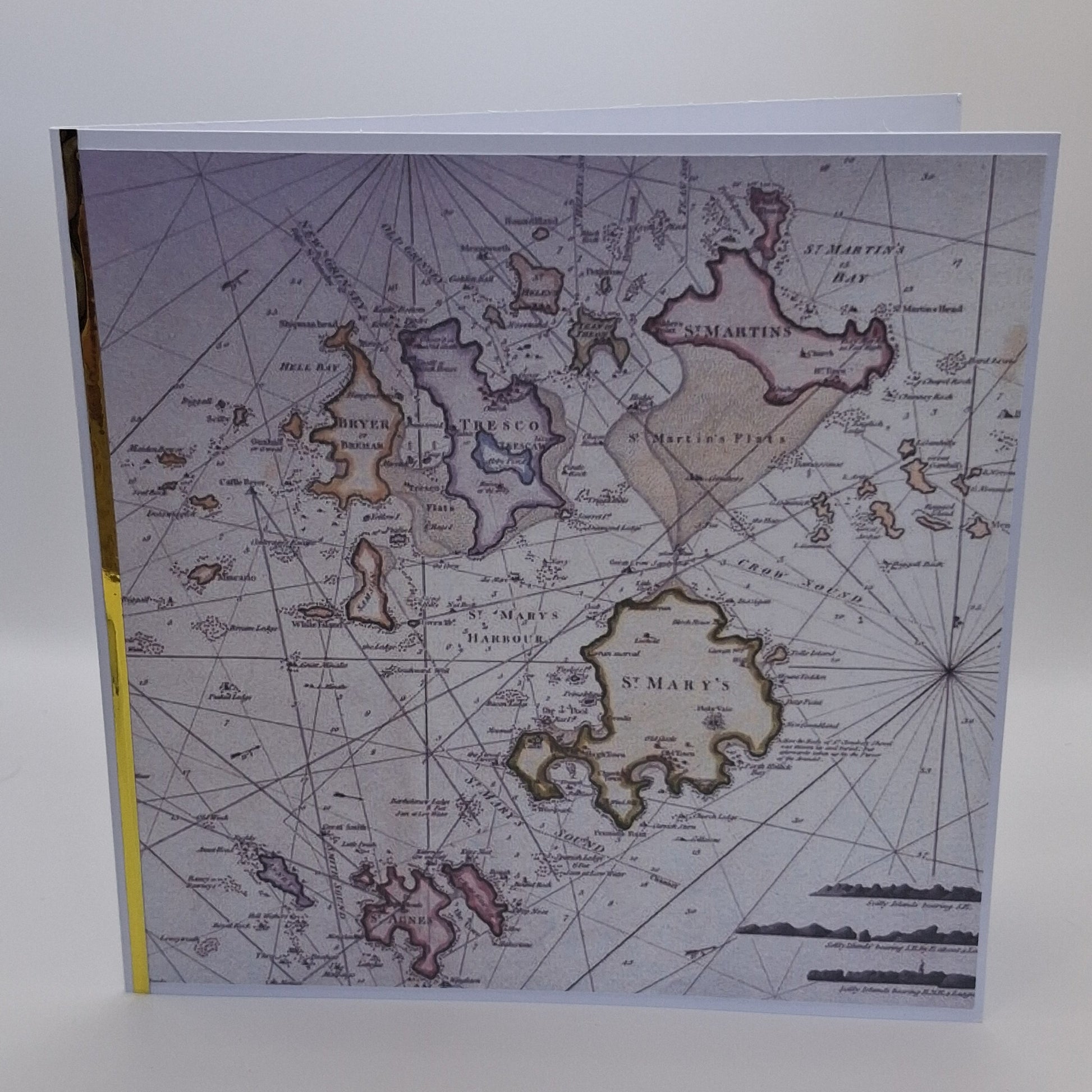 Vintage mariners map of the isles of scilly greetings card