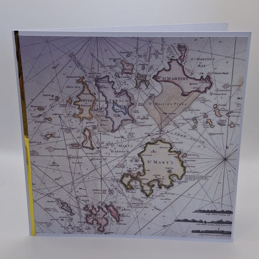 Vintage mariners map of the isles of scilly greetings card