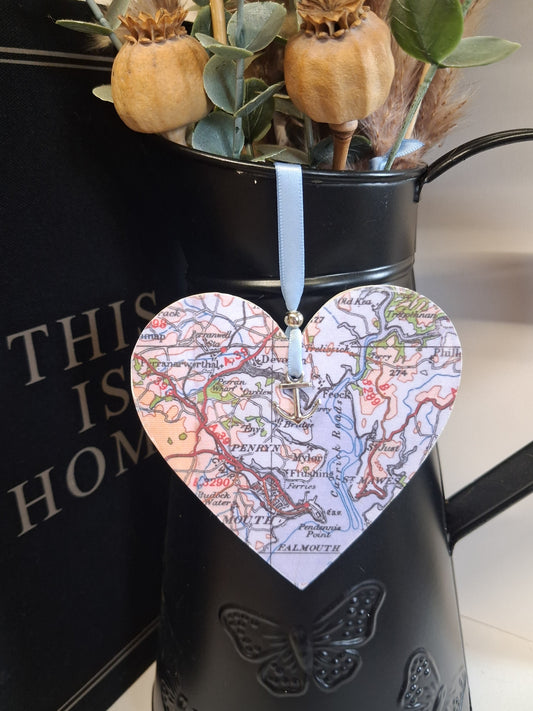 Handcrafted Vintage Map Heart Decoration