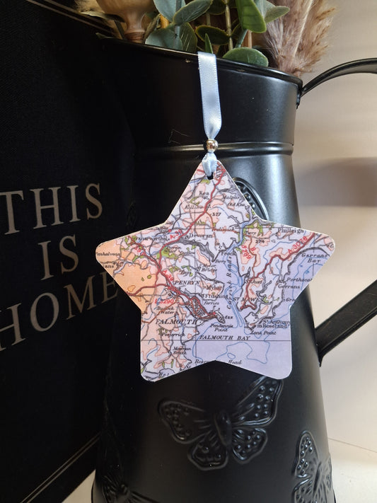 Handcrafted Vintage Map Star Decoration