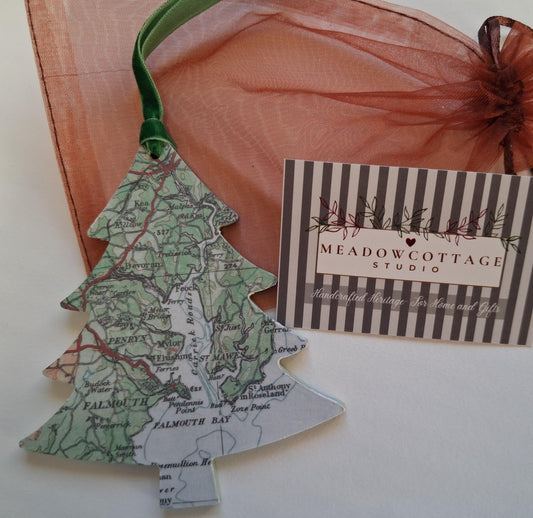 Handcrafted Vintage Map Tree Hanging Decorations