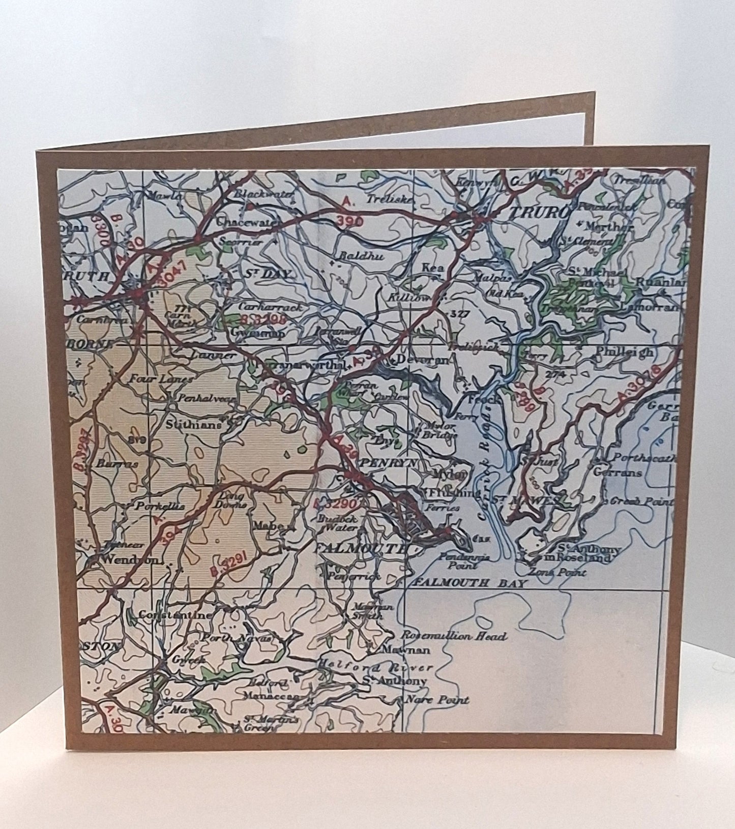 Vintage Map Greeting Card: Custom Destination, Kraft Eco Card