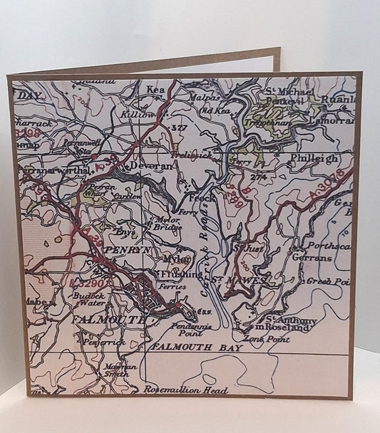 Vintage Map Greeting Card: Custom Destination, Kraft Eco Card